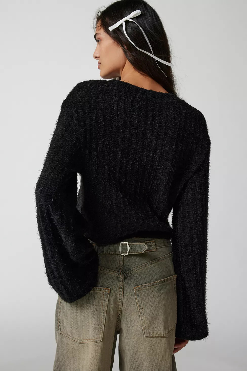 Urban Renewal Remnants Fuzzy Bell Sleeve Pullover Sweater | Urban Outfitters (US and RoW)