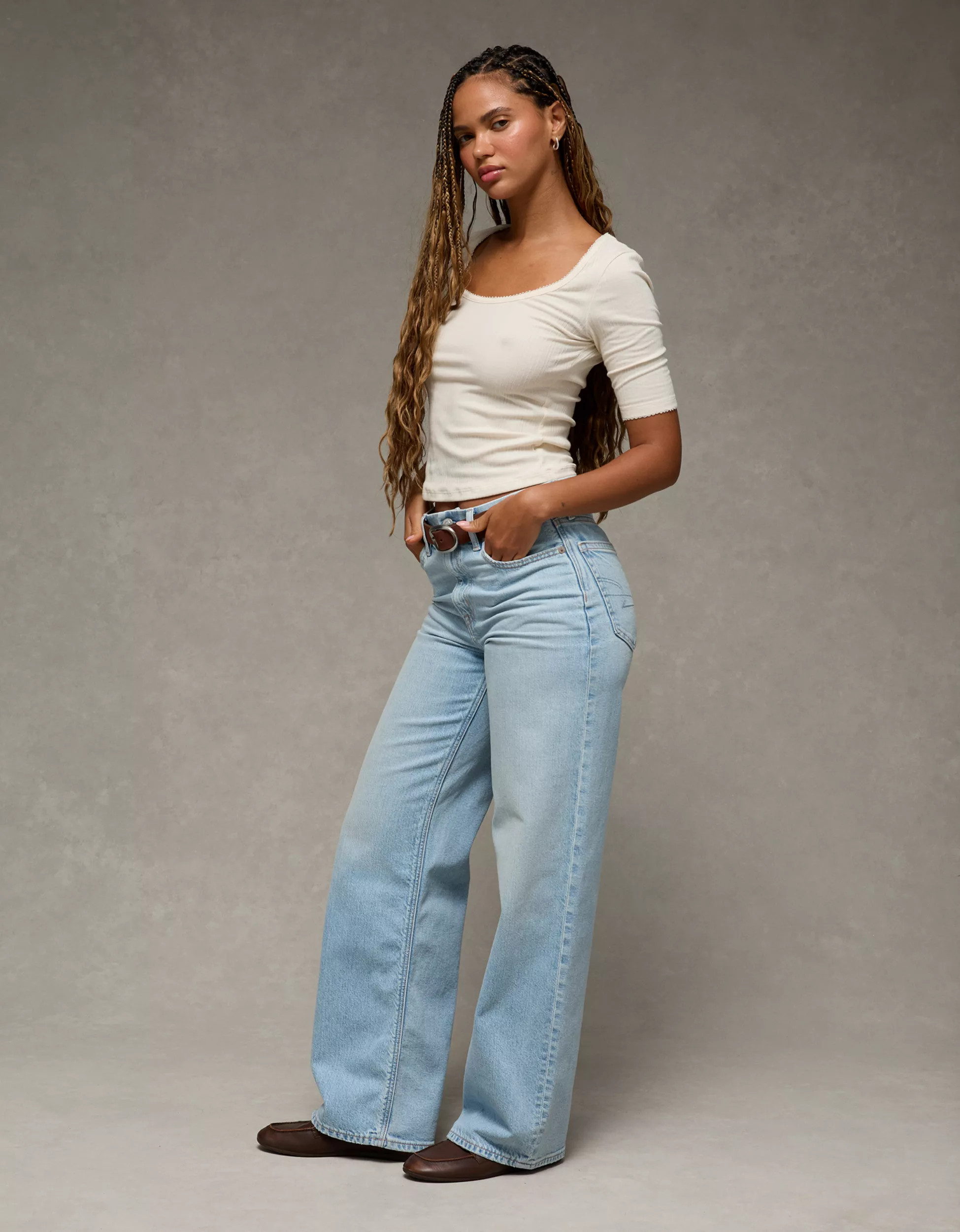 AE Strigid Curvy Super High-Waisted Baggy Straight Jean | American Eagle Outfitters (US & CA)