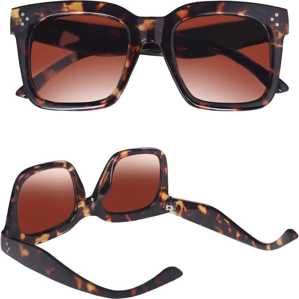 TAOTAOQI Vintage Women Oversized Sunglasses Designer Luxury Square Sun Glasses UV400 Protection F... | Amazon (US)