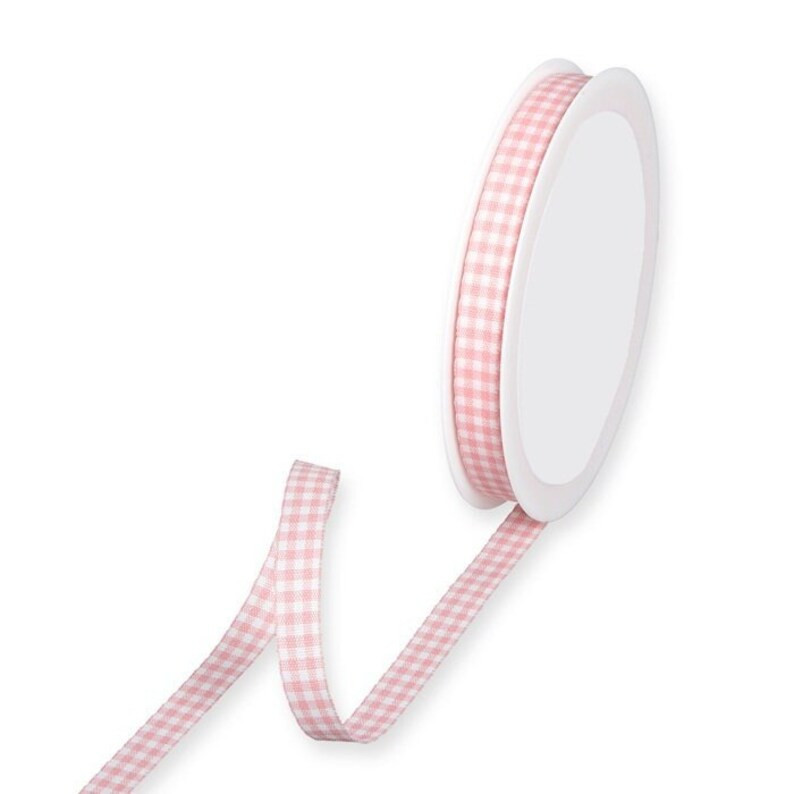 Light Pink Rustic Gingham Ribbon, 10mm 3/8in Wide sold per Metre - Etsy UK | Etsy (UK)