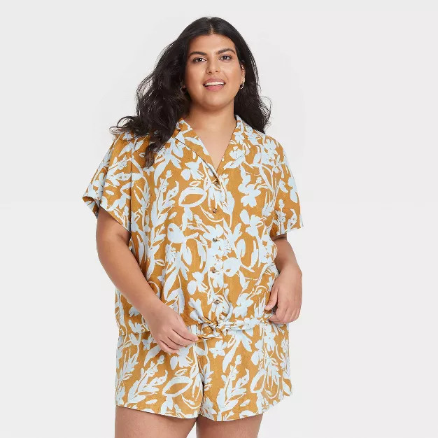 Women's Plus Size Short Sleeve Button-Down Top - Ava & Viv™ | Target