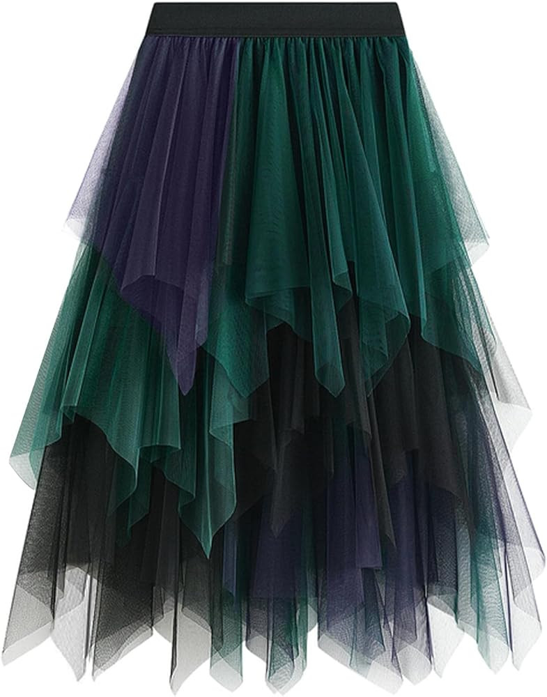 Tulle Skirts for Women Midi Long Fairy Skirt Tutu A-Line Mesh Layered High Elastic Waist Hallowee... | Amazon (US)