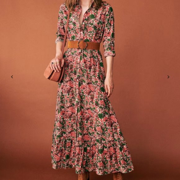 SEZANE DELPHINA DRESS - FLEURS PÊCHE - Size 34 - NWT | Poshmark