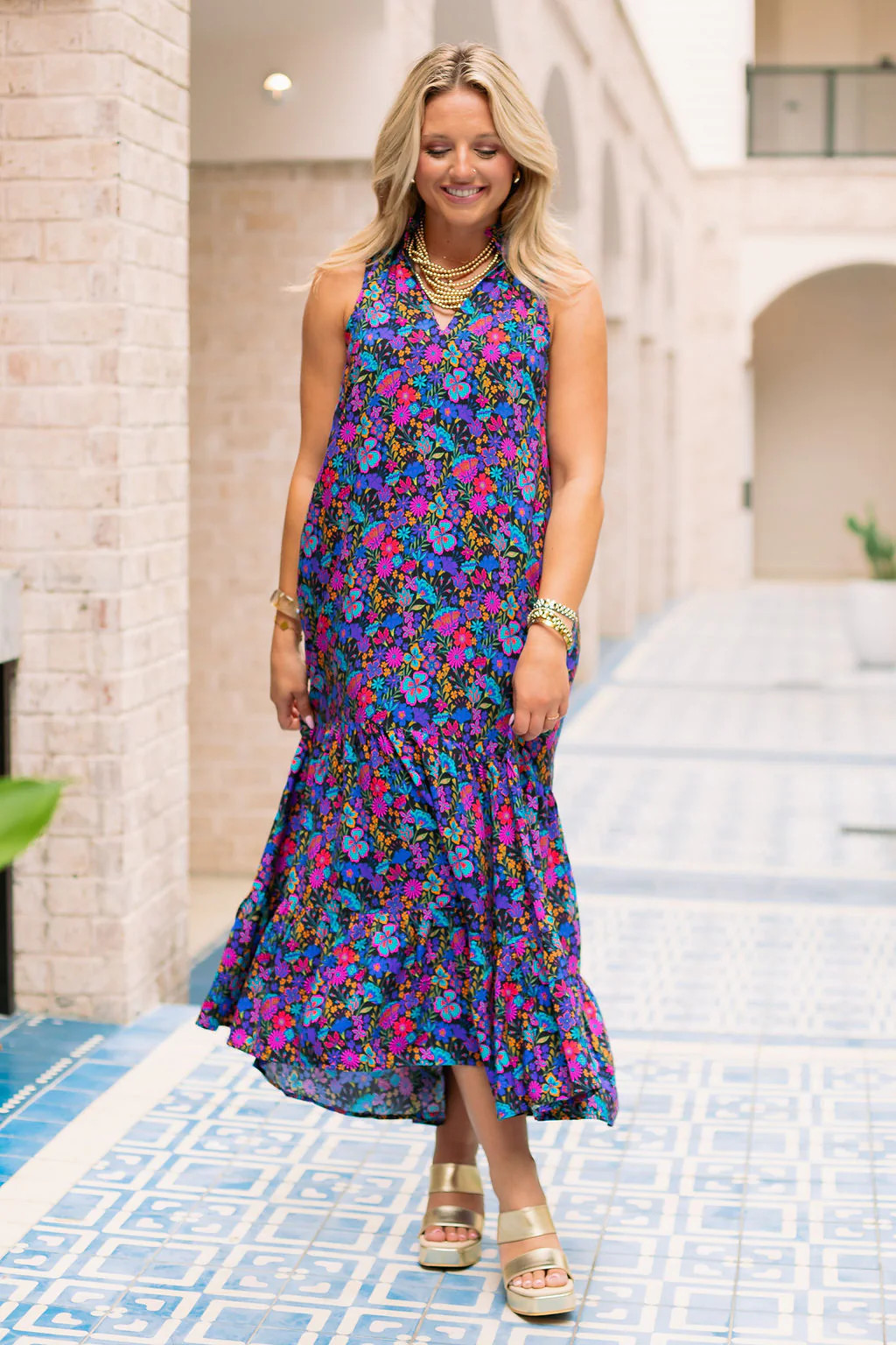 SSYS Rowan Sleeveless Maxi Dress In Electric Night Garden | SSYS