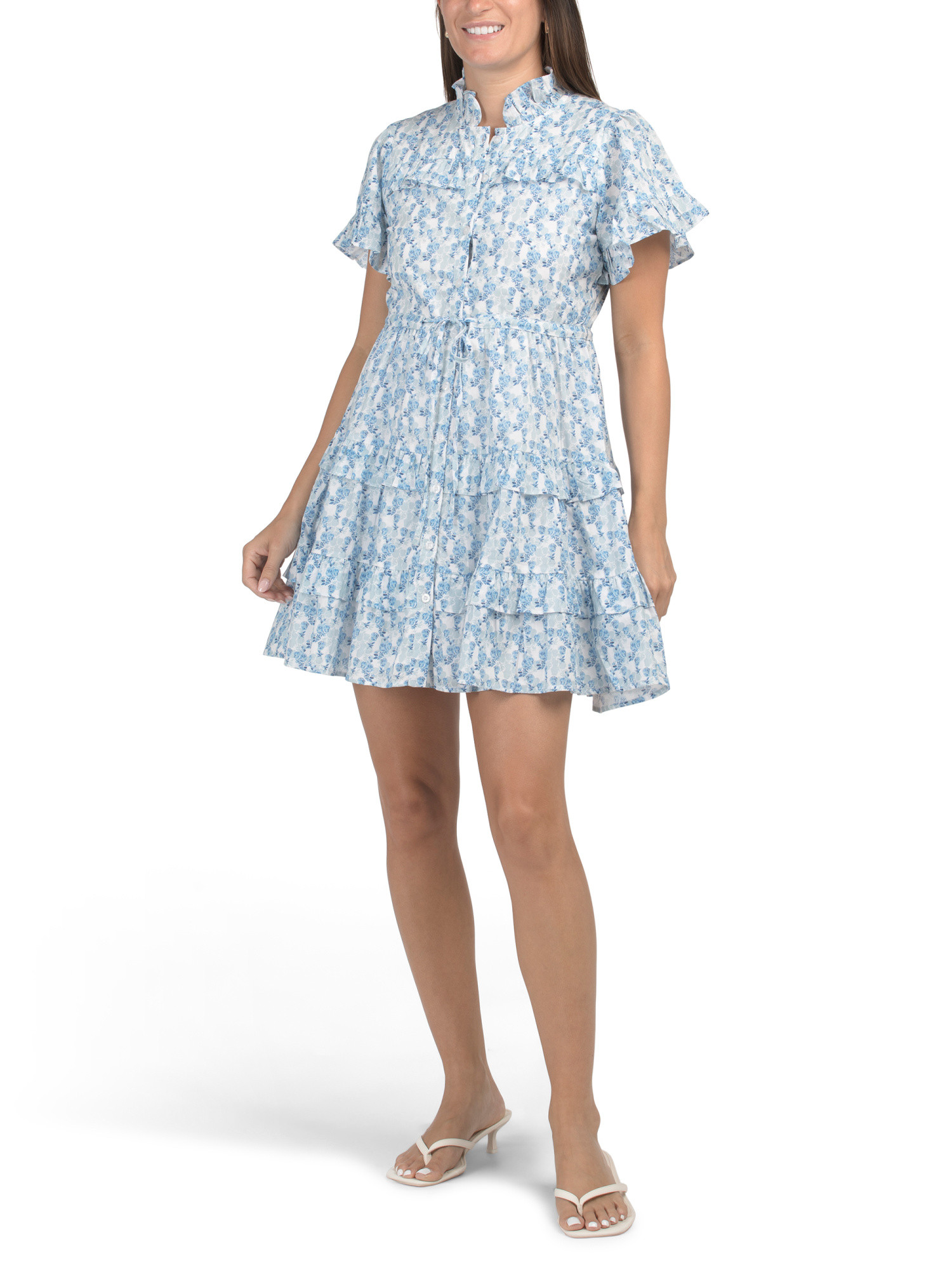 Ruffle Front Mini Shirt Dress | Casual Dresses  | Marshalls | Marshalls
