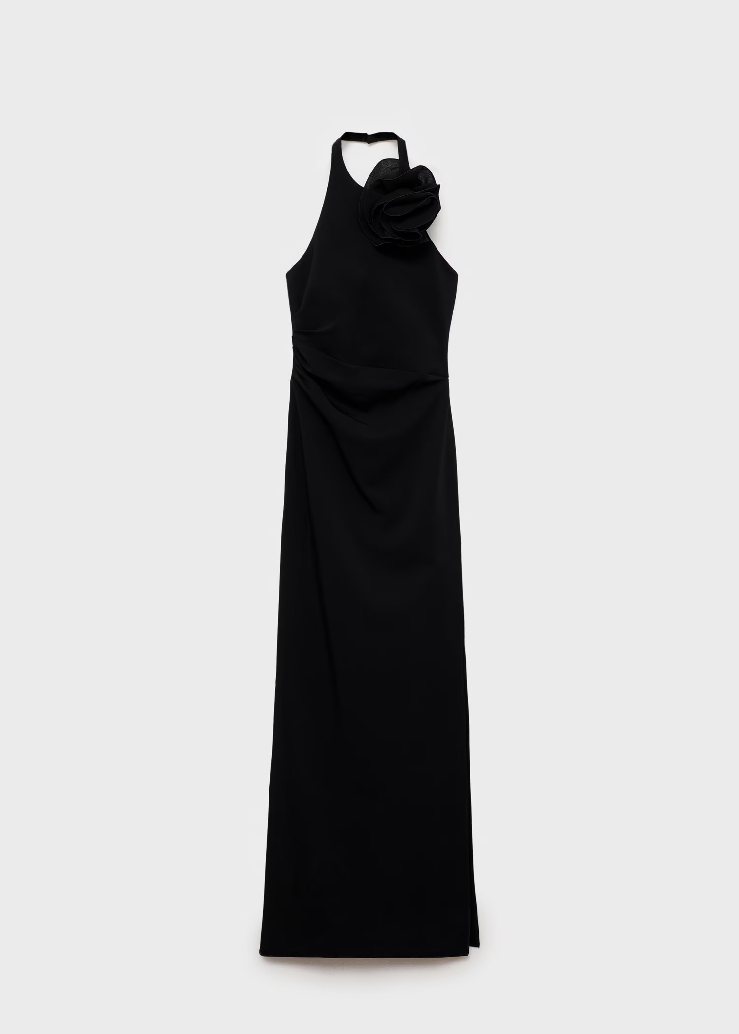 Draped halter-neck dress with flower motif - Women | MANGO USA | Mango (US/MX/AU)