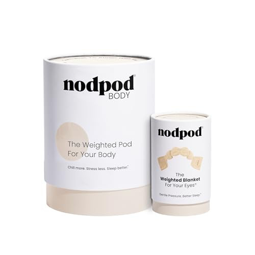 Nodpod Weighted Blanket & Sleep Mask Bundle – Ultra-Soft Body Blanket with Glass Beads + Light-Blocking Eye Mask – Relaxation, Comfort, Travel & Better Sleep - Bone | Amazon (US)