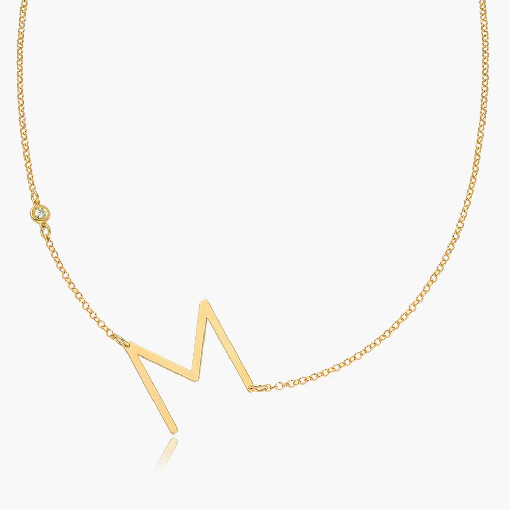 Initial Necklace with Diamond - Gold Vermeil | Oak & Luna (US)