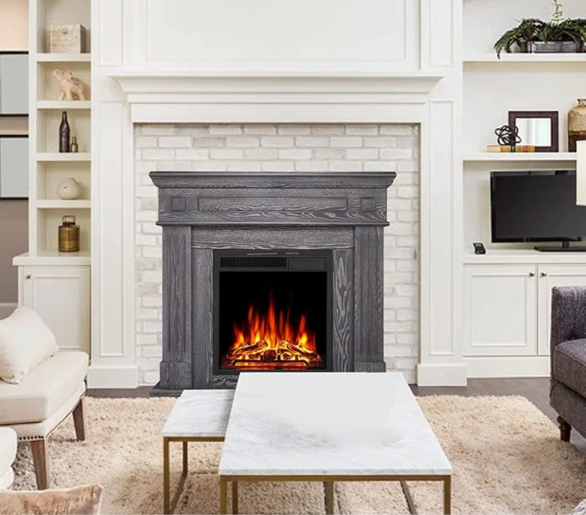 Beautiful electric fireplace . Stylish grey time. Comes in other colors 

#LTKhome