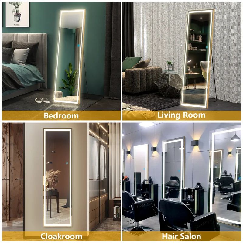 Lighted Metal Framed Full Length Mirror | Wayfair North America