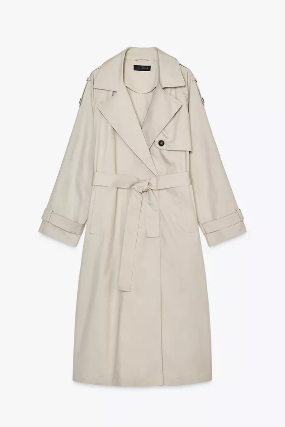 LONG DOUBLE-BREASTED TRENCH COAT WITH BELT | Zara UK