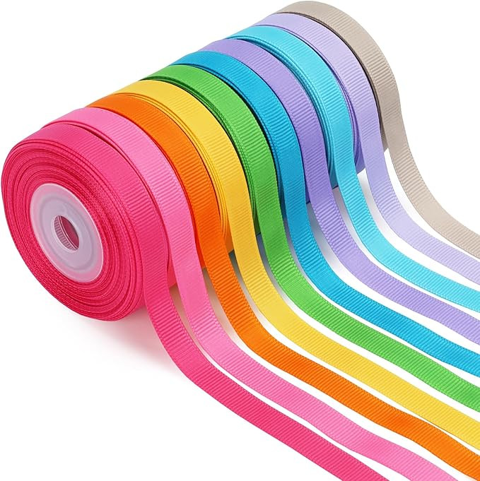 LaRibbons 3/8 Inch 100 Yards Grosgrain Ribbon Set 10 Yd/Roll 10 Rolls Spring Easter Craft Ribbon ... | Amazon (US)