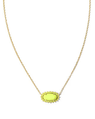 Elisa Gold Color Burst Frame Short Pendant Necklace in Chartreuse Magnesite | Kendra Scott