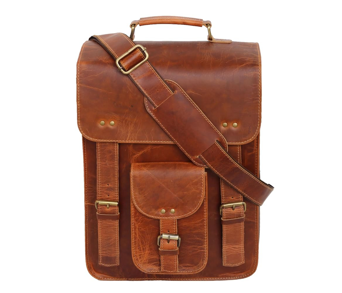 jaald Genuine Leather Messenger Bag Vintage Laptop Crossbody Bag Satchel Man Purse Shoulder Bag f... | Amazon (US)