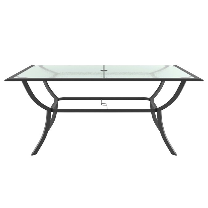 Style Selections Glenn Hill Rectangle Outdoor Dining Table 39.96-in W x 65.94-in L with Umbrella... | Lowe's