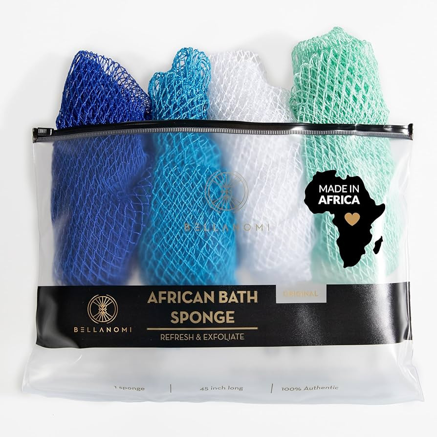 4 Piece African Exfoliating Net Sponge Long African Bath Sponge, Authentic Ethically Sourced from... | Amazon (US)