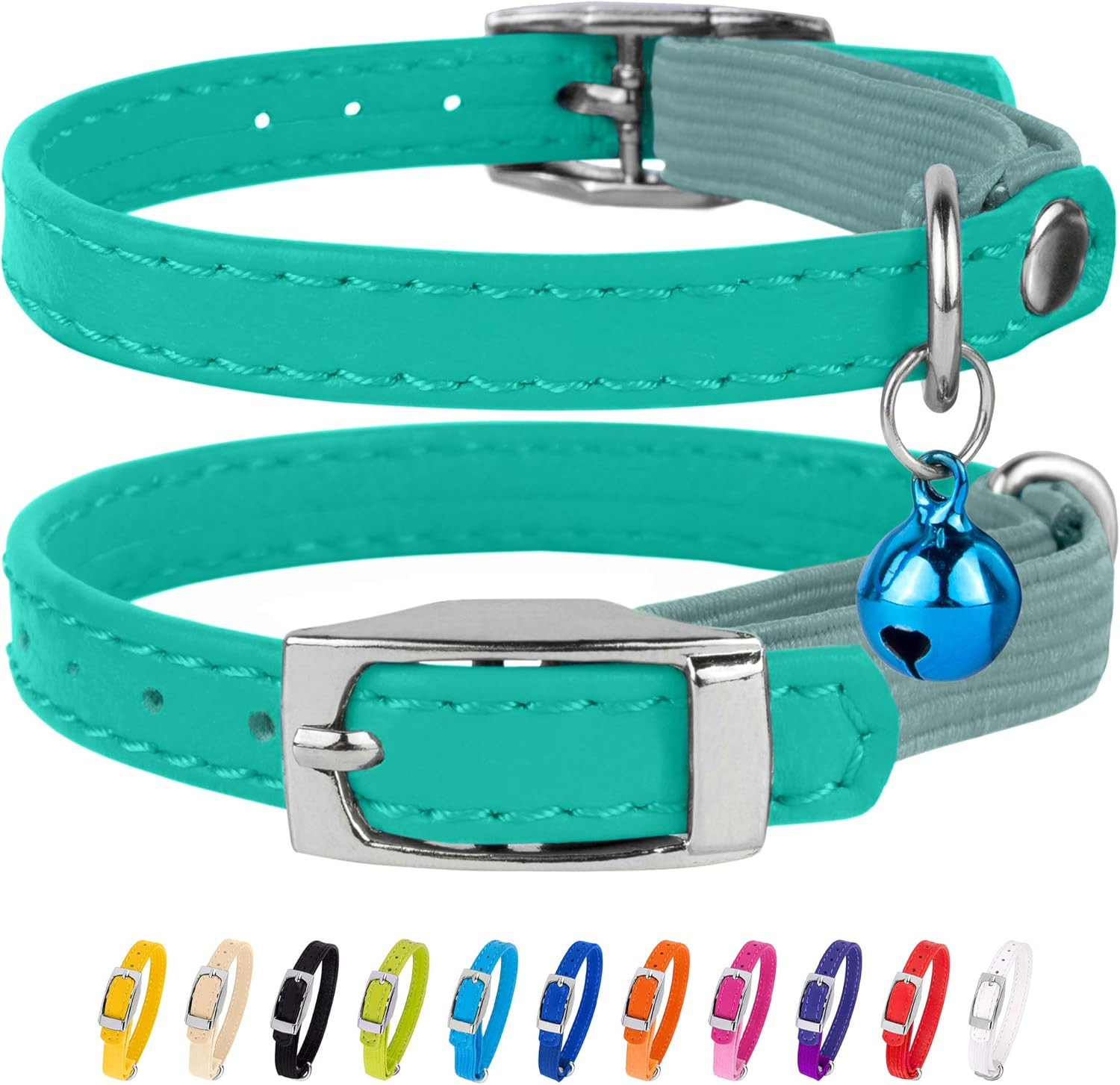 Pet Supplies : CollarDirect Leather Cat Collar, Cat Safety Collar with Elastic Strap, Kitten Coll... | Amazon (US)