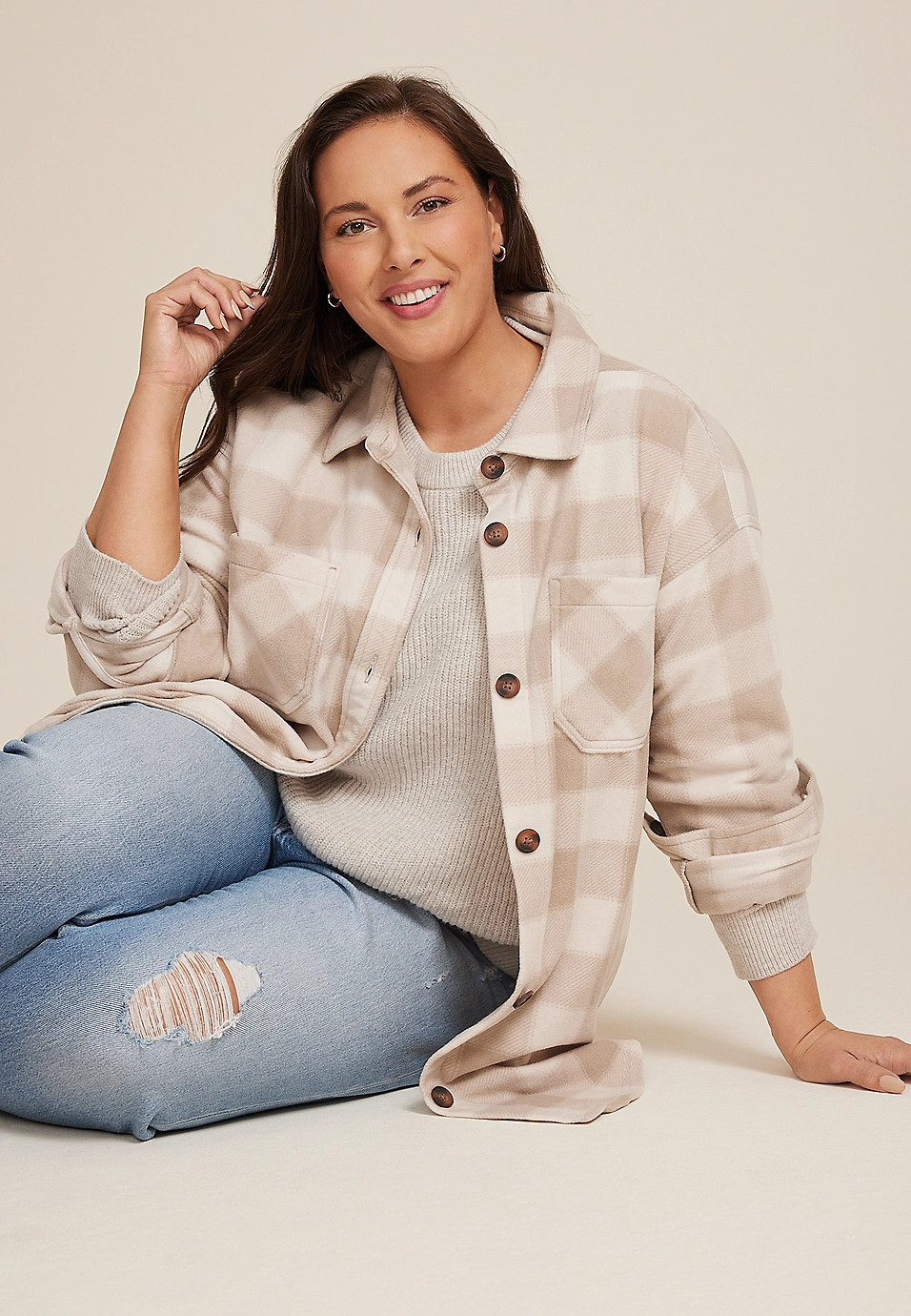 Plus Size Wilder Plaid Fleece Shacket | Maurices