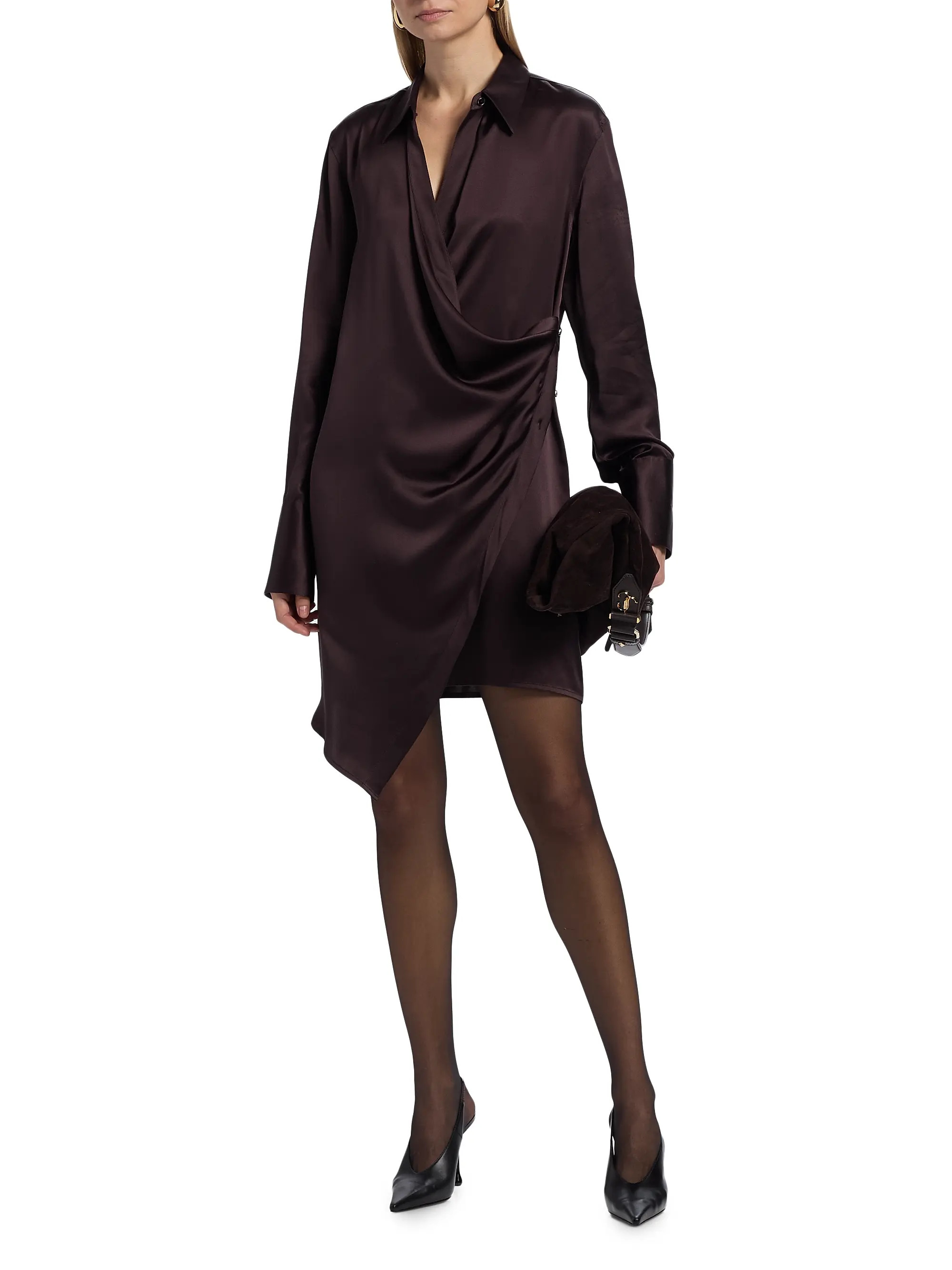 Relaxed-Fit Silk Mini-Shirtdress | Saks Fifth Avenue