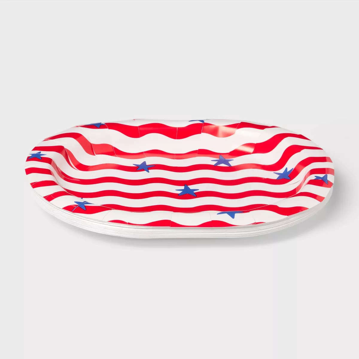 Oval Platter Disposable Plates 12"x9.25" Red White Blue Stars and Stripes - 10ct - Sun Squad™ | Target