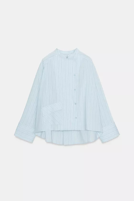 ZARA WOMAN COLLECTIONShirt made of viscose yarn. Round neck and long sleeves with cuffs. Front pa... | Zara Canada