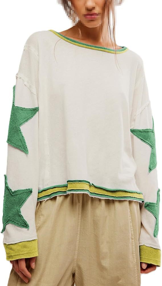 Amiblvowa Oversized Graphic Sweatshirt for Women Y2k Long Sleeve Drop Shoulder Crewneck Shirt Top... | Amazon (US)