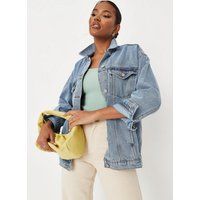 Recycled Blue Oversized Denim Jacket | Missguided (US & CA)