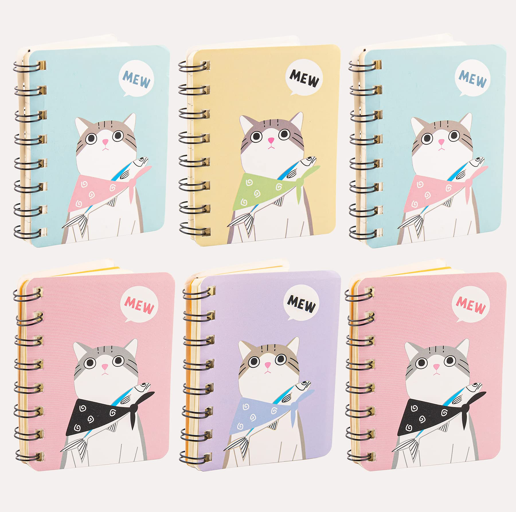AUEAR, Cute Cat Mini Notebook Cover Wire bound Memo Book 3.14.1" Spiral Top Books for School Supp... | Amazon (US)