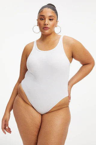 Racerback Tank Bodysuit White001 Bodysuit, Plus Size 6 | Good American