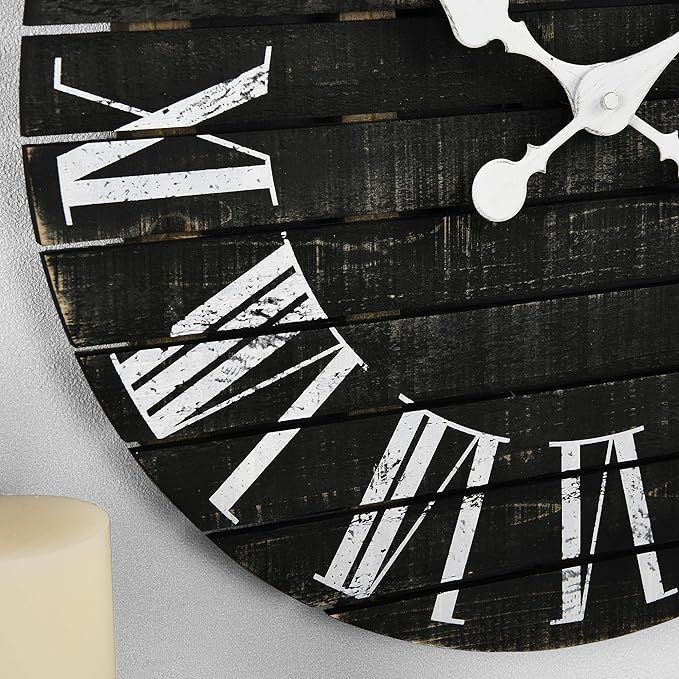 FirsTime & Co. Nightfall Shiplap Wall Clock, American Crafted, Charcoal Shiplap, 18 x 1.75 x 18, | Amazon (US)
