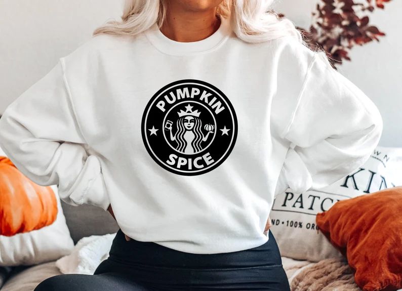 Starbucks Pumpkin Spice Sweatshirt in White | Starbucks Gift Idea For Her | Pumpkin Spice Latte S... | Etsy (US)