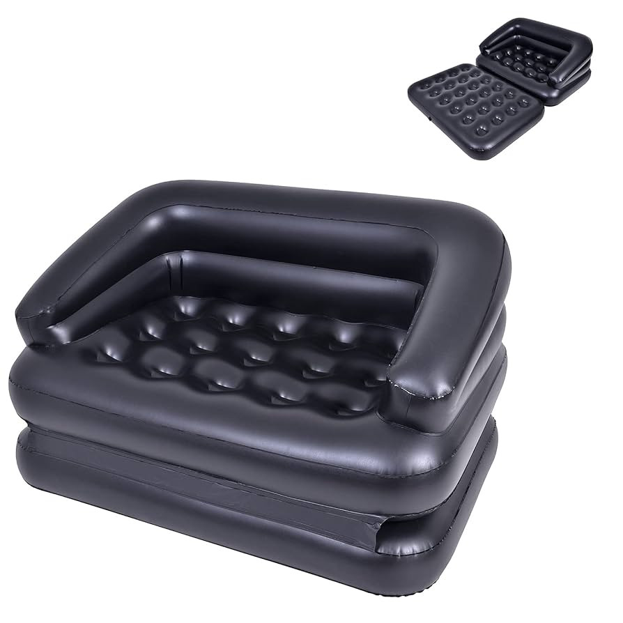 Inflatable Couch Air Sofa Bed, Blow Up Sofa for Camping Waterproof, Black | Amazon (US)