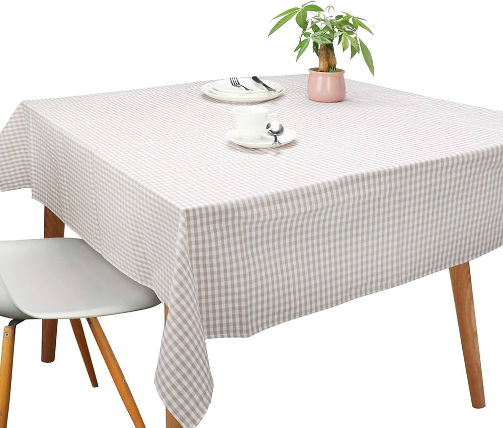 Tablecloths, Rectangle Vintage Table Covers Pure Cotton Gingham Tablecloths Oversized Christmas H... | Amazon (US)