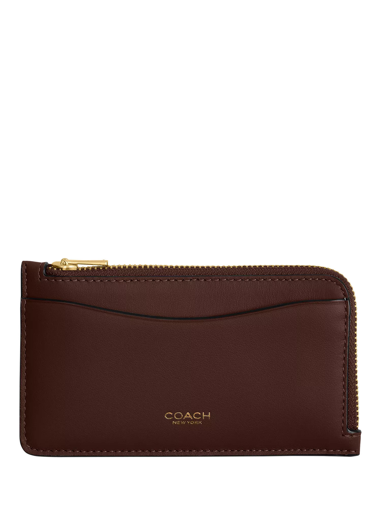 Coach New York Leather Zipped Card Case, B4/Maple | John Lewis (UK)