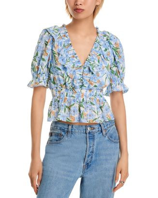 AQUA Floral Ruffle Top - Exclusive  | Bloomingdale's AQUA Shop All | Bloomingdale's (US)