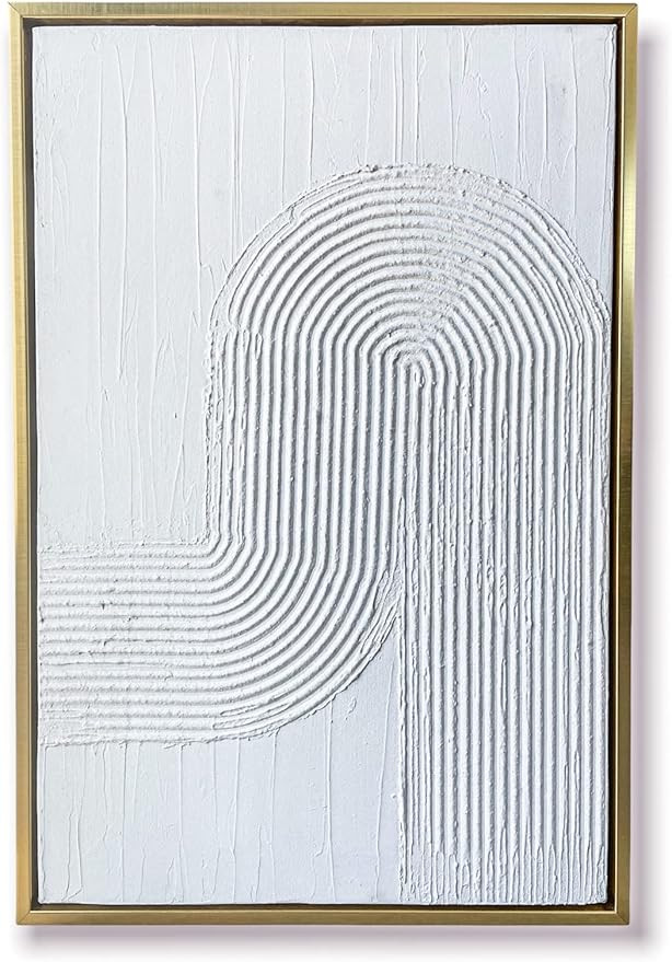 TheNamiCollection Framed plaster wall art - white textured 3D painting with gold frame | Aestheti... | Amazon (US)