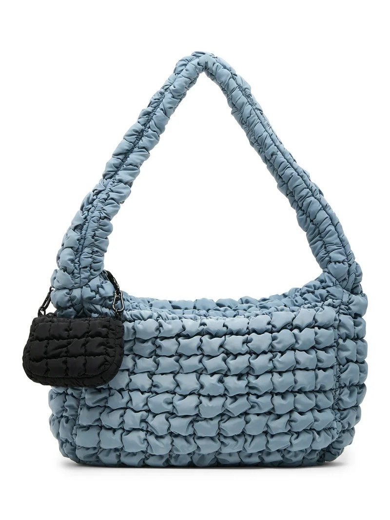 No Boundaries Women's Oversized Quilted Hobo Bag, Platinum | Walmart (US)