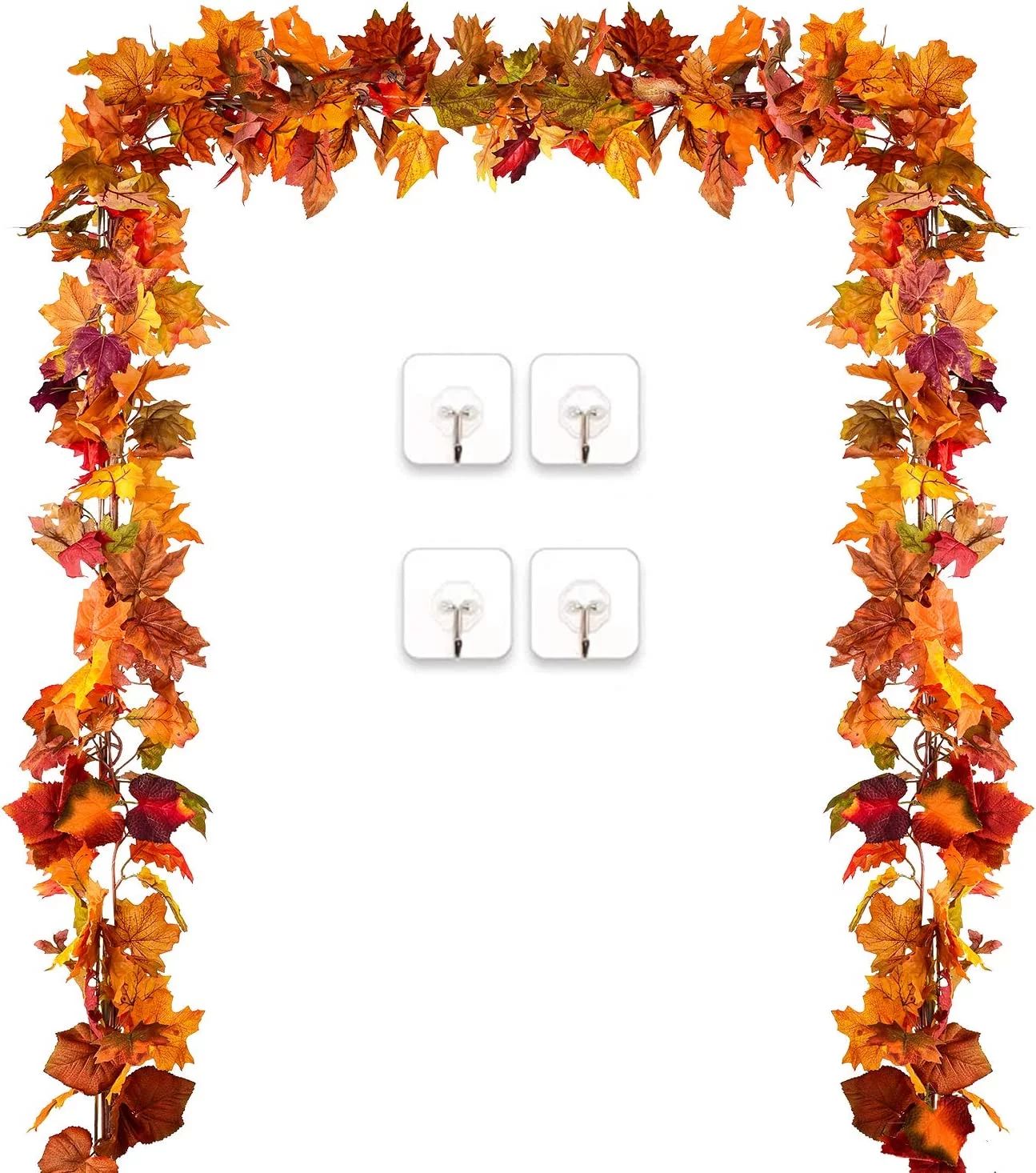 Coolmade Holiday Fall Maple Leaf Artificial Autumn Foliage Hanging Vine Garlands, 3" (Orange) (2 ... | Walmart (US)