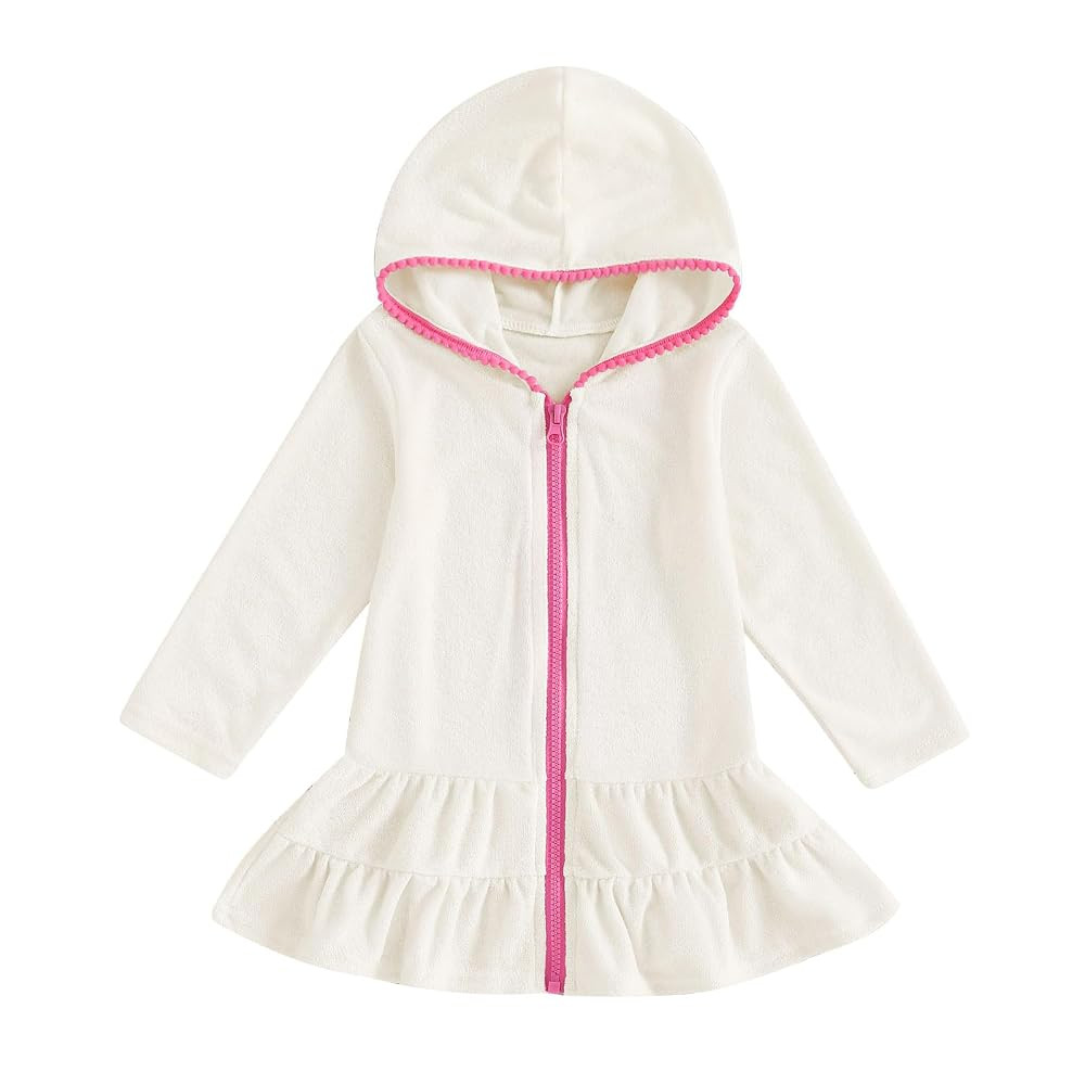 Toddler Girls Swim Cover Up Swimsuit Terry Cloth Beach Towel Long Sleeve Bathing Suit Cover Ups f... | Amazon (US)