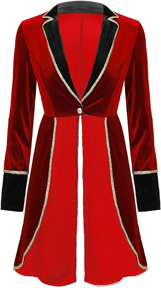 Moily Women's Velvet Victorian Steampunk Tailcoat Ringmaster Circus Show Blazer Jacket Party Wear | Amazon (US)