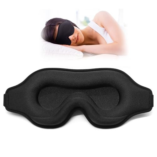 Sleep Eye Mask for Men Women, Lash Extensions 3D Sleeping Mask, Travel Blackout Night Blindfold Eye Shade Cover with Adjustable Strap (Black-3D) | Amazon (US)