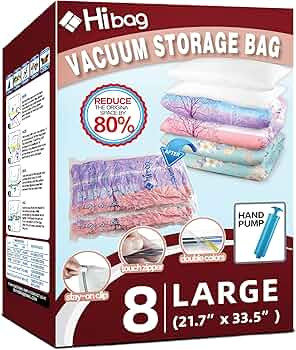 Space Saver Bags, 8 Large Vacuum Storage Bags with Hand Pump for Home Storage and Travel Usage (8... | Amazon (US)