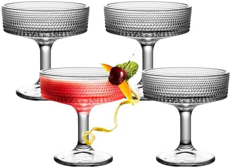 4 Pcs Hobnail Martini Glasses, 6 oz Small Vintage Cocktails Coupe Glasses Set, Beaded Classic Coc... | Amazon (US)