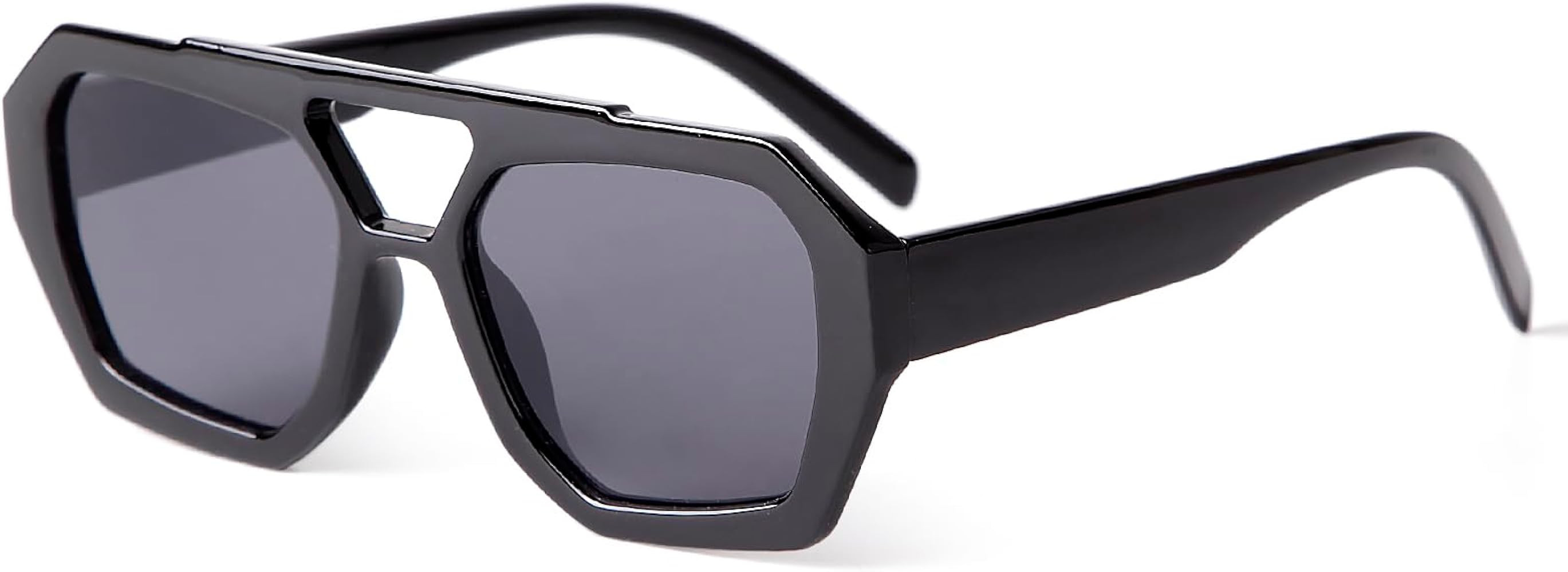 ADE WU Trendy Square Aviator Sunglasses for Women Thick Frame Double Bridge Geometric Sun Glasses | Amazon (US)