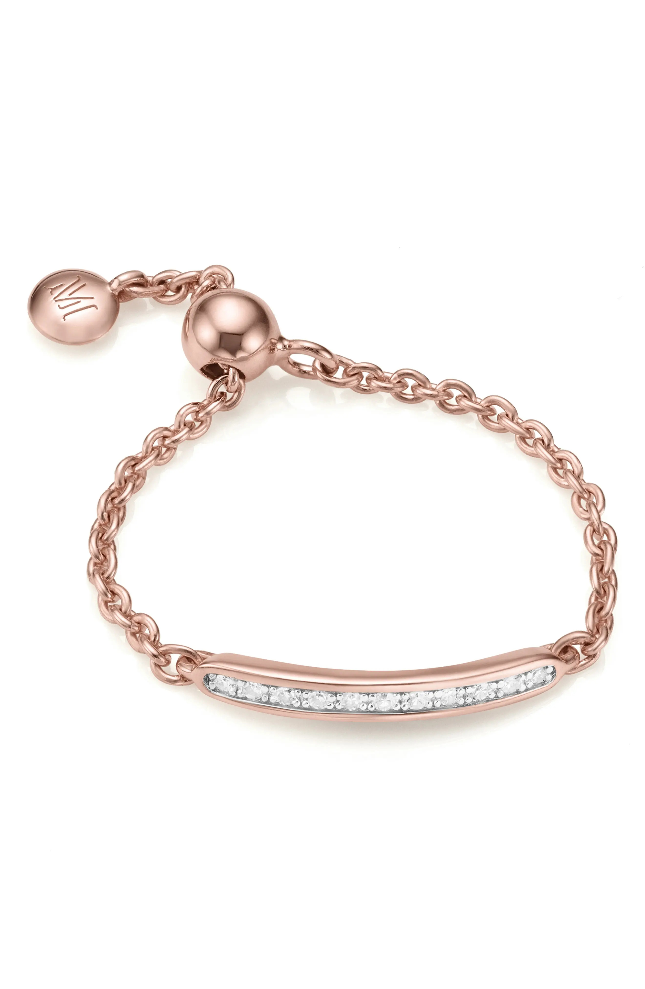 Monica Vinader Skinny Bar Friendship Diamond Chain Ring in Rose Gold at Nordstrom | Nordstrom