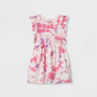Toddler Girls' Tie-Dye Ruffle Short Sleeve Dress - Cat & Jack™ Pink/Purple | Target