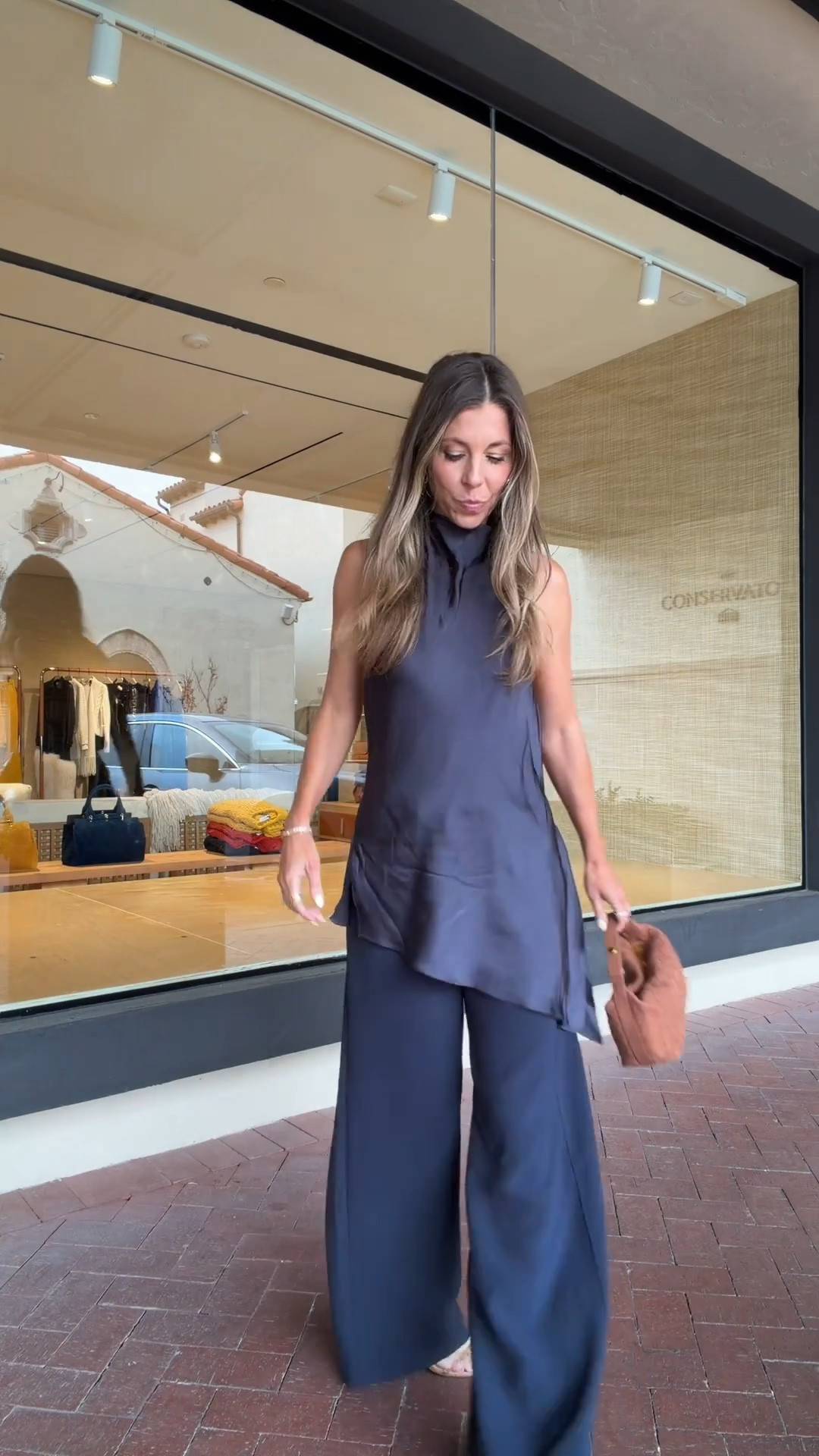 Love a chic monochromatic fit! Size small Aritzia lodge pants - I have in 4 colors!!! Zara halter top linked similar. Amazon bag  


#LTKgrwm #LTKdayinmylife #LTKootd