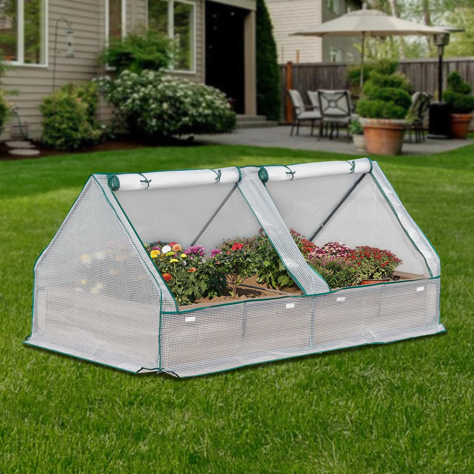 Arlmont & Co. Renzie Metal Outdoor Raised Garden Bed 8x4 ft or 6x3 ft with Removable Greenhouse C... | Wayfair North America