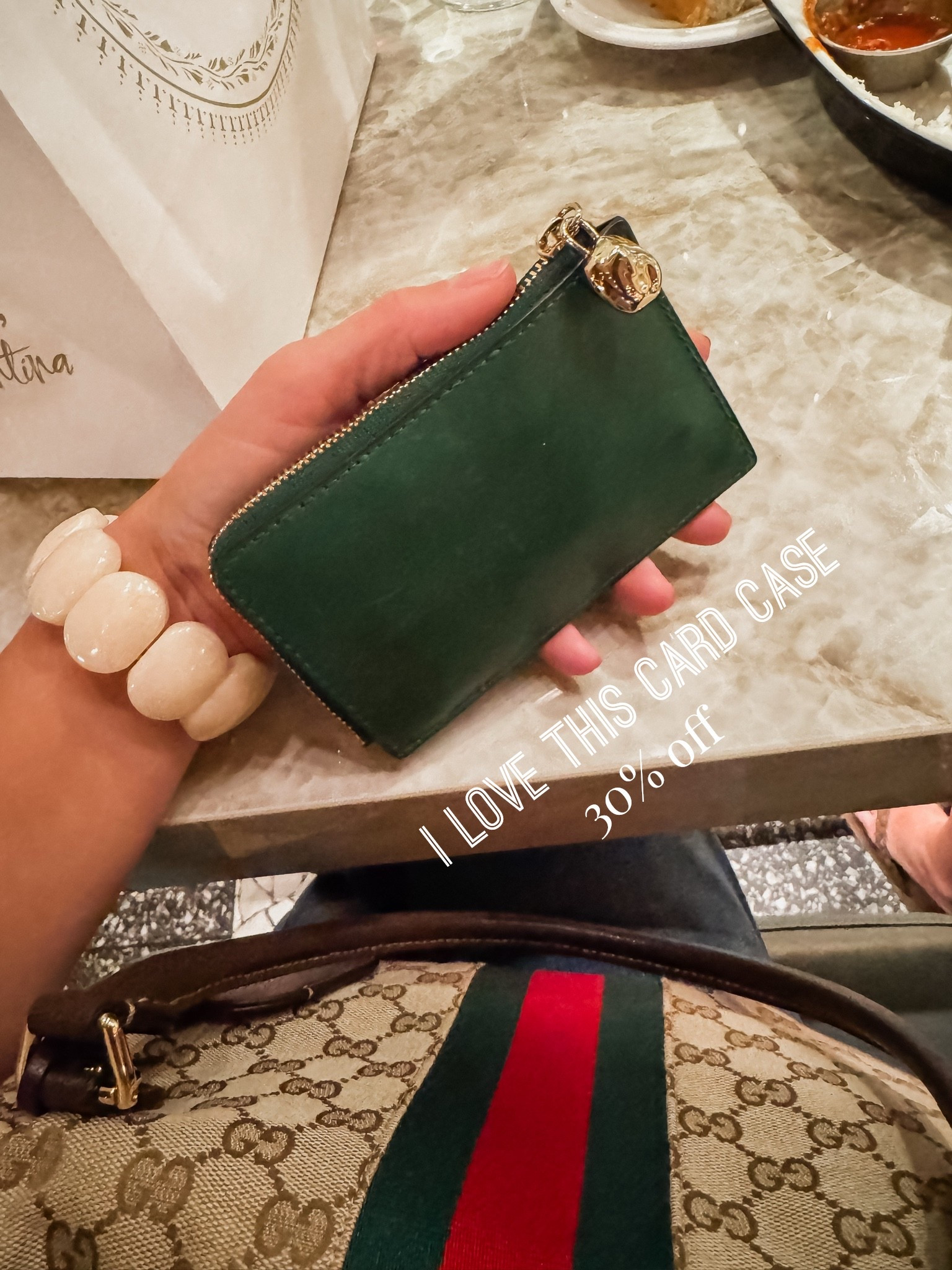 This card case is SO nice!! 
30% off. 5 colors. 
Holds 4 cards, a pocket and a good size zip area