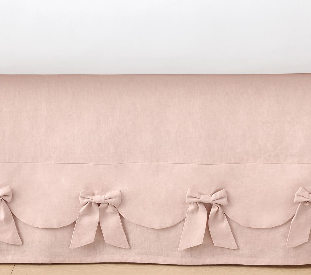 European Linen Bow Crib Skirt | Pottery Barn Kids